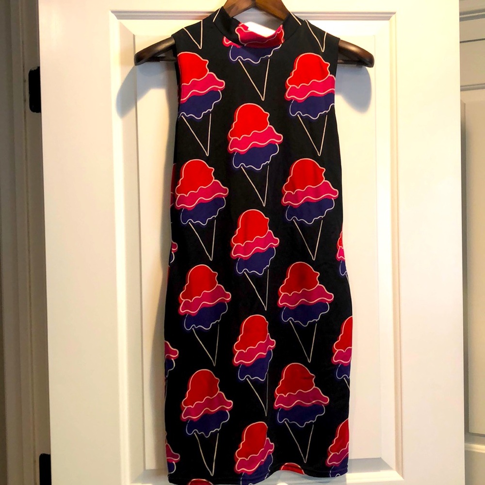 Electric icecream print sleeveless high neck dress